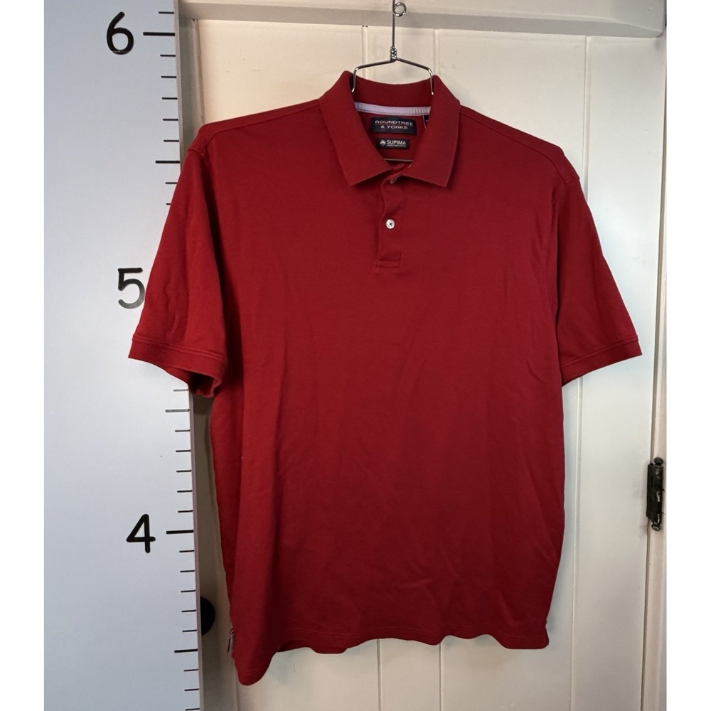 Roundtree & Yorke Men's Large Red Supima Cotton Polo Shirt Golf Preppy Casual